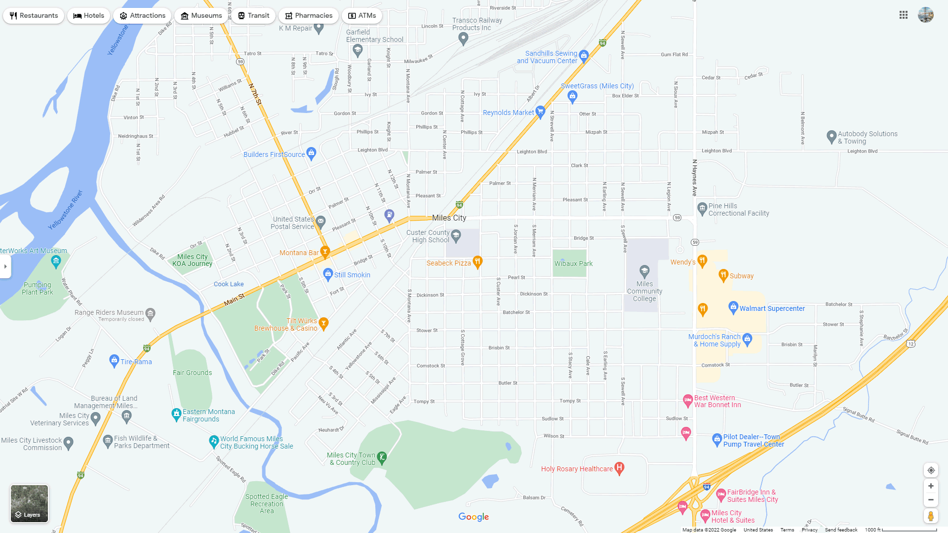 Miles City Montana Map